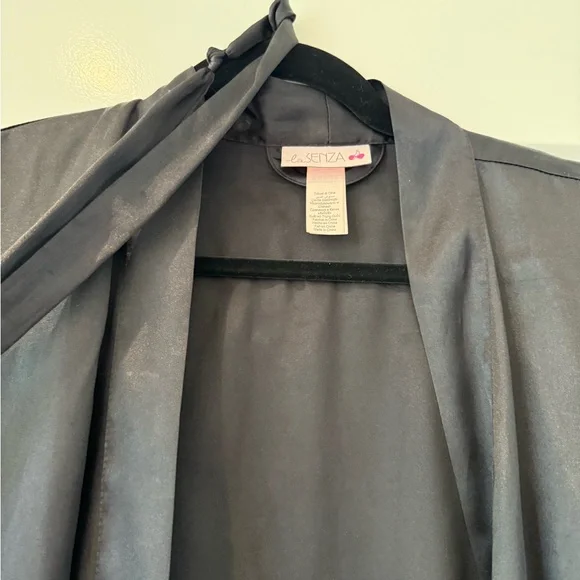 Black Satin Robe - Picture 2 of 2